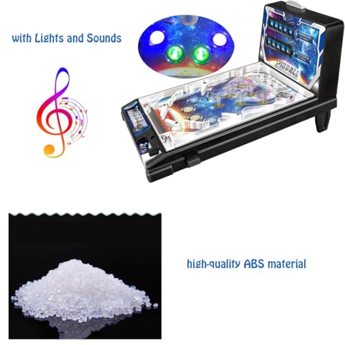 Mini Pinball Machine for Kids, Electronic Tabletop Pinball Toy, Puzzle Pinball Game Favor, Home Arcade with Scoreboard, Light and Sound, Christmas Space Pinball Game