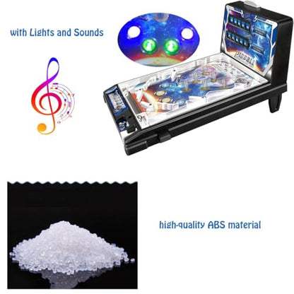 Mini Pinball Machine for Kids, Electronic Tabletop Pinball Toy, Puzzle Pinball Game Favor, Home Arcade with Scoreboard, Light and Sound, Christmas Space Pinball Game