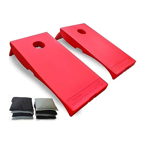 Driveway Games All Weather Corntoss Bean Bag Cornhole Yard Game Set for Indoor and Outdoor Use with 2 Target Boards and 8 Bean Bags - color: Red