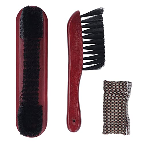 Septpenta Billiard Table Rail Brush Cleaning Tool, Billiard Table Brush Set with Cue Cleaning Cloth, Made of PVC and Solid Wood, for Wooden Billiard Accessories Kit(Burgundy) - color: Burgundy