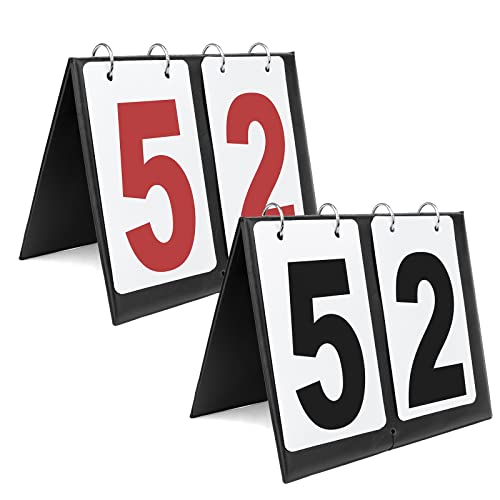 GOGO 2 Sets Portable Tabletop Sports Scoreboards Scorekeeper 00-99 - color: Red + Black Number