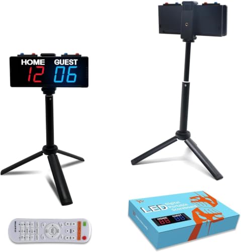 YZ Battery Powered Scoreboard Clock Timer with Buttons, Portable Digital Scoreboard with Remote, Electronic Scoreboard with Stand, Cornhole Score Keeper for Outdoor Yard Games/Shuffleboard/Pickleball - color: red+blue