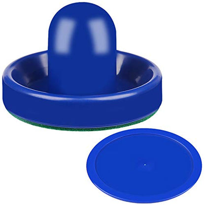 ONE250 Air Hockey Pushers and Red Air Hockey Pucks, Goal Handles Paddles Replacement Accessories for Game Tables (4 Striker, 4 Puck Pack) - color: Blue & Blue