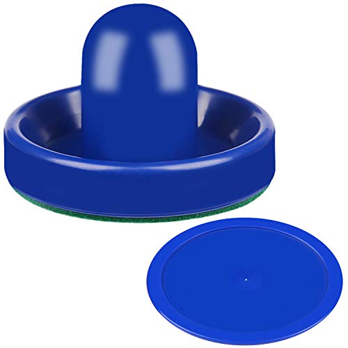 ONE250 Air Hockey Pushers and Red Air Hockey Pucks, Goal Handles Paddles Replacement Accessories for Game Tables (4 Striker, 4 Puck Pack) - color: Blue & Blue