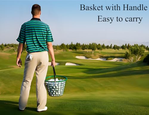 Golf Balls Basket Ball Bucket Golf Balls Container Case with Handle,Balls Holder, Can Holds 25 Balls,Green Color