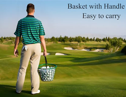 Golf Balls Basket Ball Bucket Golf Balls Container Case with Handle,Balls Holder, Can Holds 25 Balls,Green Color
