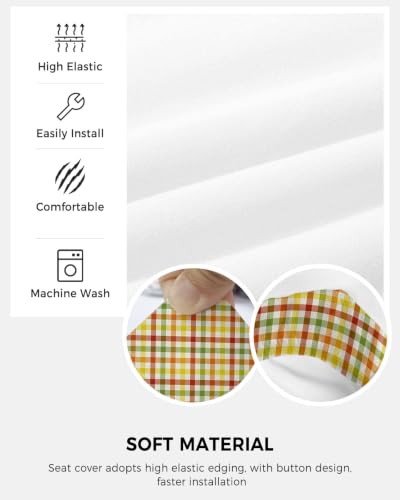 Savannan Office Chair Cover, Fall Thanksgiving Orange Buffalo Plaid Protective Stretch Elastic Universal Cover for Desk Task Chair,Computer Rotating Chair 1 Pcs Farmhouse Yellow Gingham Check