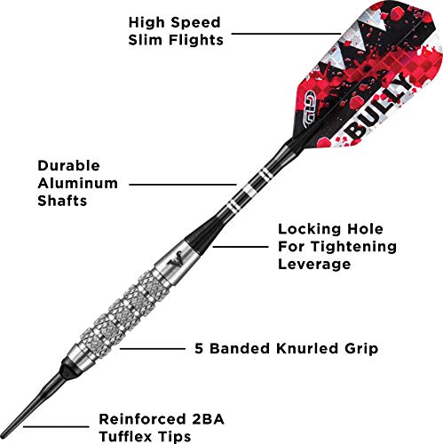 Viper Bully 80% Tungsten Soft Tip Dart Set with Case, 18 Grams - style: Coarse Knurling