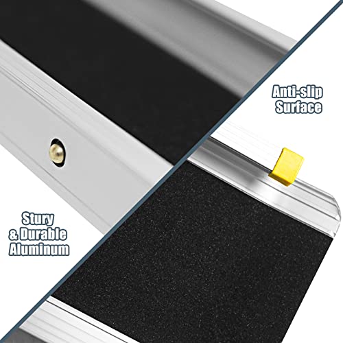 Goplus Wheelchair Ramp, Adjustable Portable Aluminum Ramps with Non-Skid Surface for Home Steps Stairs Doorways, 4' / 6'/ 7' Telescopic Handicap Ramp 600 LBS Capacity (4' to 7')