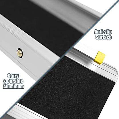 Goplus Wheelchair Ramp, Adjustable Portable Aluminum Ramps with Non-Skid Surface for Home Steps Stairs Doorways, 4' / 6'/ 7' Telescopic Handicap Ramp 600 LBS Capacity (4' to 7')