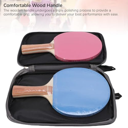 Wear Proof Rubber 7 Ply Wood Table Tennis Paddles Set, Portable Table Tennis Racket Kit with Storage Cases, Ideal for Indoor Outdoor Game for Kids & Adults, 2 Player & 4 Player