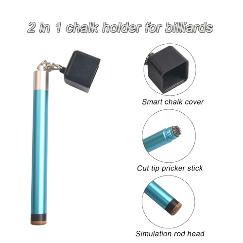LAKE OF FIRE Pool Cue Chalk Holder – 2-in-1 Billiard Accessory with Pool Chalk Holder & Cue Tip Tool - color: Blue, style: Square