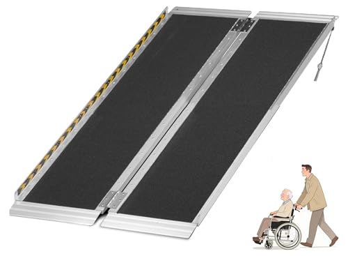 4 Feet Aluminum Folding Wheelchair Ramp for Home Steps | Non-Skid Handicap Threshold Wheel Chair Ramp for Home Steps, Stairs, Entry, Threshold, Doorways, 600LBS Capacity,28in Wide - size: 4FT-black