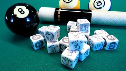 BILLIARD BONES® Billiards Dice Game Set with 3 Regulation Engraved Dice, Pool Game Accessory for cue case