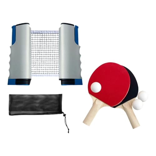 Table Tennis Equipment Set with Rackets and Balls, Retractable Net for Home Use, Grey