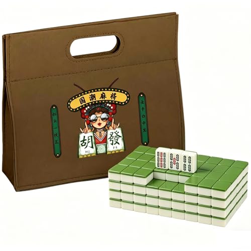 Chinese Mahjong Set - 144pcs Traditional Travel Game with Case, Portable Small Mahjong for Beginners - Travel Mahjong Set (1.18 × 0.87 × 0.59) - size: 1.18 × 0.87 × 0.59-Chinese Mahjong Set