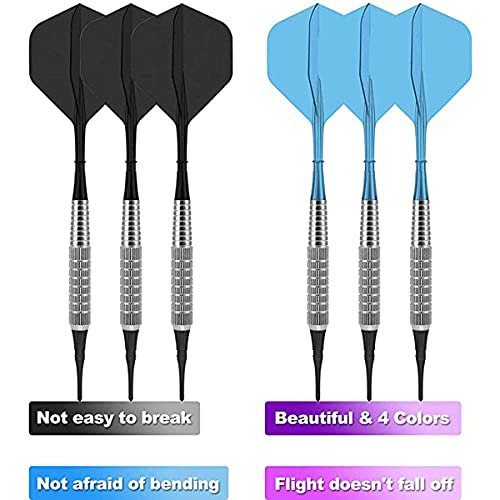 18In No Electronic Dart Board for Soft Tip Darts Set, Classic Style, Dartboard with 6 Pcs Plastic Darts Set Extra Soft Tips, Pink for Adult Kids