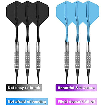 18In No Electronic Dart Board for Soft Tip Darts Set, Classic Style, Dartboard with 6 Pcs Plastic Darts Set Extra Soft Tips, Pink for Adult Kids