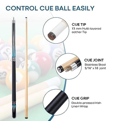 13mm 58 Inch 19 20 oz Billiard Pool Cue Stick, 1/2 Maple Billiard Pool Stick, House Bar Pool Table Sticks for Men - color: 2 x Black 19 oz