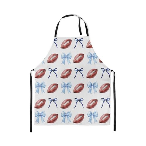 Manfei Blue Bowknot Kids Kitchen Apron - color: Blue White