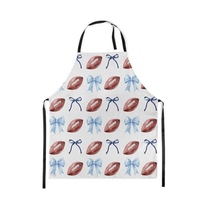 Manfei Blue Bowknot Kids Kitchen Apron - color: Blue White