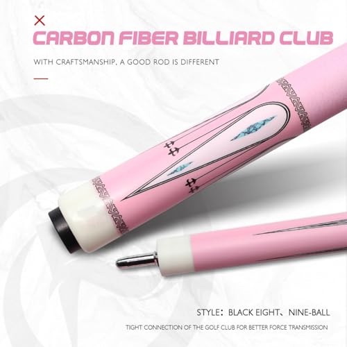 Carbon Fiber Pool Cue – 12.9mm, 14mm and 12.4mm, 2-Piece Billiard Cue Stick for Women/Men, Professional Break Cue for Snooker, 8-Ball, 9-Ball, Home & Club Use - color: Pink 2