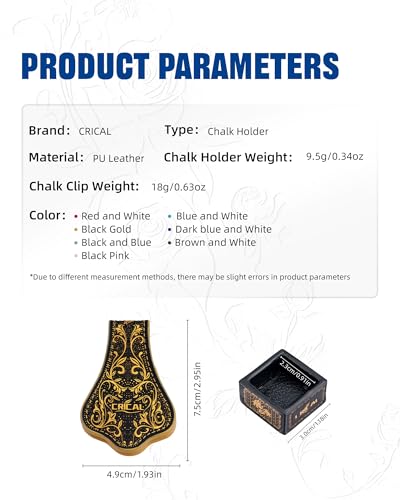 CRICAL Portable Magnetic Pool Chalk Holder Square Chalk Cube Holder Billiard Cue Accessory Gift Idea - color: Black Gold