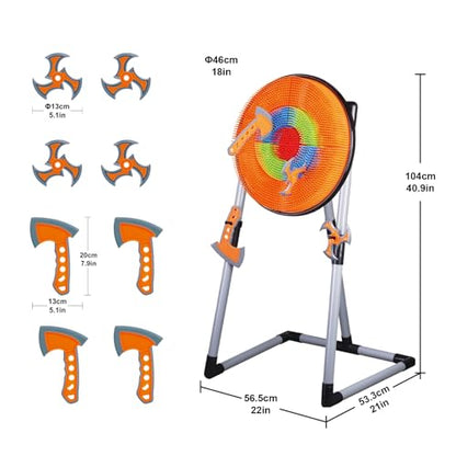 Contixo TS1 Axe Throwing Bristle Target Set for Kids, 2-in-1 Board Family Carnival Party Fun Toy with 4 Foam Axes, 4 Triangle Darts for Boys & Girls Gift Family Indoor Outdoor Backyard Game Foldable
