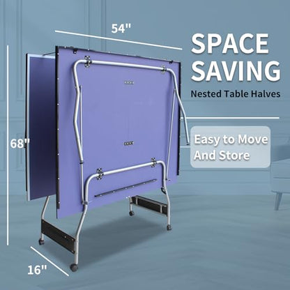 8ft Table Tennis Table, Foldable & Portable, Ping Pong Table Set, for Indoor & Outdoor Games - size: 8ft-1