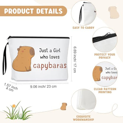 Sieral 2 Pcs Animal Lover Bag Gift for Women Travel Canvas Tote Portable Zipper Pouch Canvas Reusable Grocery Tote - style: Capybara