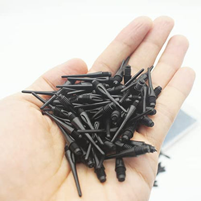 2BA Thread Plastic Tip Dart Points 500 Pack Soft Dart Tips Replacement Plastic Dart Tips with Case Dart Accessories Black