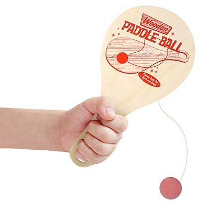 ArtCreativity Wooden Paddle Balls, 11 Inch Paddle Ball with String, Pack of 2 Paddleball Outdoor Game Kids Toys, Sports Party Favors, Goodie Bag Stuffers, Fun Activity for Kids and Adults
