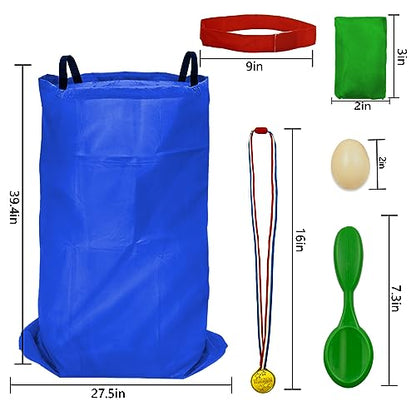 TITGIPE Potato Sack Race Bags - 32PCS Outdoor Games Sack Race Bags for Adults and Kids,3 Legged Race Bands,Egg Spoon Relay Race,Bean Bag Toss,Party Games for Kids,Field Day Games for Adults