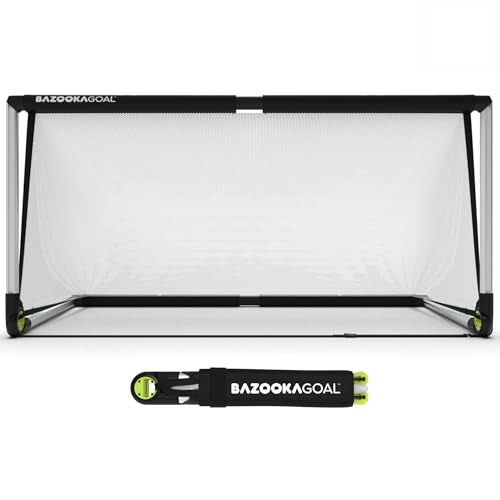 BazookaGoal Original Solid Frame Pop Up Goal - Folding Mini Soccer Goal for Kids and Adults - Portable Goal Post - Easy to Set-up & Steady - Single Unit (1 Goal Included) - size: 6 x 3 ft, style: Aluminum Silver White