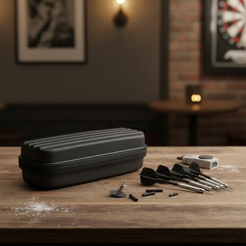 Hard Shell Dart Case for 6 Darts - Protective EVA Carrying Wallet with Fabric Exterior, Compact Storage for Steel or Soft Tip Darts