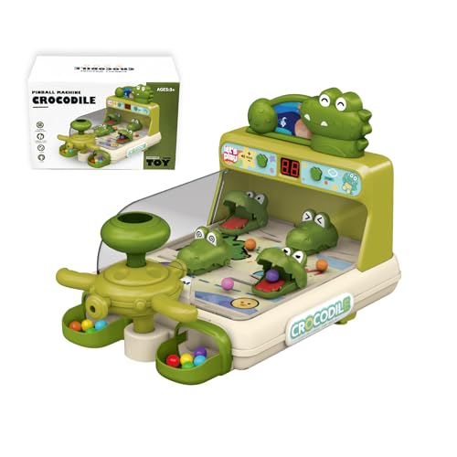 Dinosaur Crocodile Pinball Machine Board Kids Games Interactive Electronic Toys for Toddler Board Games Ages 3-5 Year Old Boy Birthday Gift,Baby Toy for Early Learning (Green) ﻿