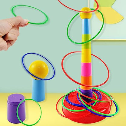 Plastic Game Set with Colourful Hoop Cone Carnival Game Set Kid Throwing Toy for Party Activity Supply 10PCS