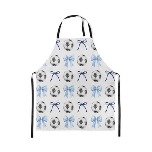 Manfei Blue Bowknot Kids Kitchen Apron - color: Blue Black