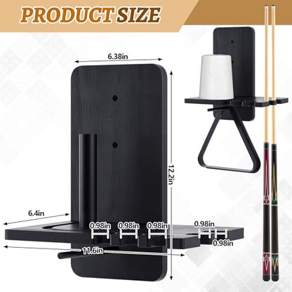 Geelin Wall Mounted Cone Chalk Holder, Wood Pool Hand Chalk Holder with 5 Cue Grooves, Billiards Pool Table Accessories, Billiard Room & Bar (Black,with Triangle Rack Hook) - color: Black, style: with Triangle Rack Hook