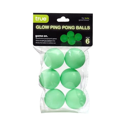 True Glow in the Dark Ping Pong Balls, Durable Lightweight Tennis Ball, Fun Drinking Games, Perfect for Indoor and Outdoor, Game Night, Party Supplies, Set of 6