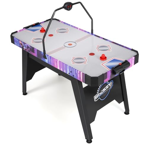 GYMAX Air Hockey Table, 56 Inch Air Hockey Arcade Game Table with Powerful 12V Motor and LED Digital Scoreboard, Includes 2 Pushers and 2 Pucks, for Home, Game Room and Office
