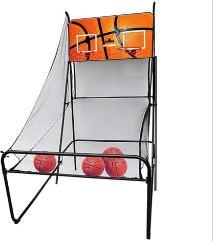 Premium Dual Shot Sport Arcade Basketball Game - 8 Interactive Game Modes, 4 Balls Included, Indoor Basketball Hoop with Sturdy Frame