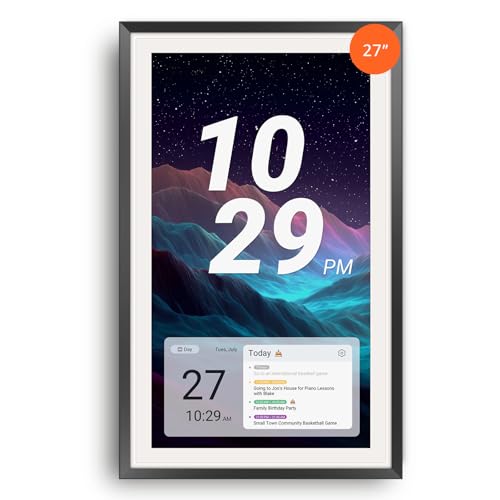 Apolosign 27-inch Digital Calendar & Smart Family Wall Planner, No Subscription, Calendar & Dashboard Dual-Mode System, Shared Touchscreen Display with Calendar Sync, Chore Charts & Family Scheduling Hub, Wall Mount Included (Black) - color: Black