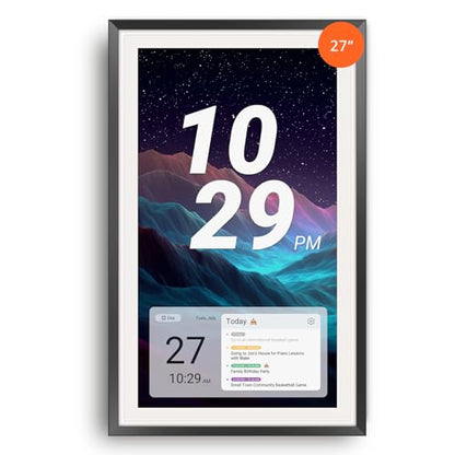 Apolosign 27-inch Digital Calendar & Smart Family Wall Planner, No Subscription, Calendar & Dashboard Dual-Mode System, Shared Touchscreen Display with Calendar Sync, Chore Charts & Family Scheduling Hub, Wall Mount Included (Black) - color: Black