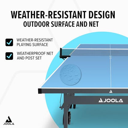 JOOLA NOVA Outdoor Ping Pong Table with Waterproof Table Tennis Net Set - Quick Assembly - All Weather Aluminum Composite Surface - Tournament Quality - Indoor & Outdoor Compatible - style: NOVA Pro Plus Outdoor