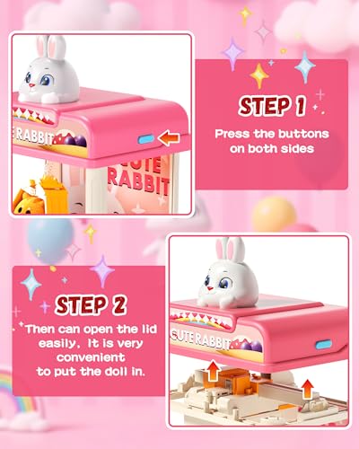 Eohemeral Large Rabbit Claw Machine for Kids, No Assembly Required - Vending Machine with Volume Control & Music, Toy Prize Dispenser - Birthday Gift for Boys & Girls Age 3 4 5 6 8 - style: Rabblit