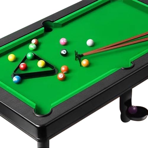 harayaa 1 Piece Mini Tabletop Pool Set Billiard Game Portable Family Friends Indoor Play Toy Miniature Pool Table Desk Pool Cues Game Balls Triangle Rack Dura - size: 55x33x15.5cm