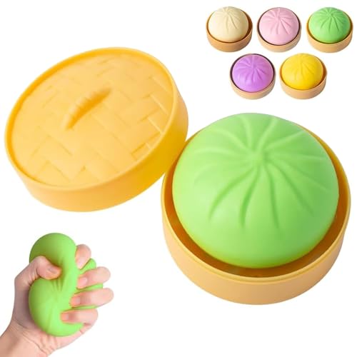 Colorful Dumpling Stress Balls Fidget Toys for Adults & Teens, Mystery Soft Dumpling Squeeze Toy Box, Sensory Stress Relief Squeeze Toys (Green) - color: Green