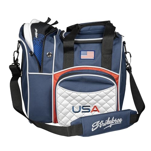 KR Strikeforce Flexx Single Tote Bowling Bag with Side Shoe Compartment, Front Accessory Compartment - color: USA