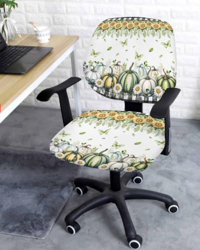 Savannan Office Chair Cover, Sunflower Pumpkin Green Butterfly Protective Stretch Elastic Universal Cover for Desk Task Chair,Computer Rotating Chair 1 Pcs Black White Plaid Lattice